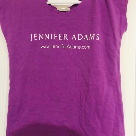 Jennifer Adams T-Shirt Women's Spellout Cap Sleeve Tee Top Purple Size Medium - Picture 2 of 5